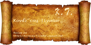 Kovácsy Tivadar névjegykártya