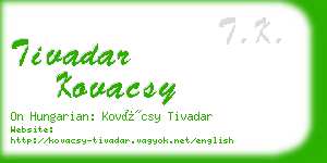 tivadar kovacsy business card